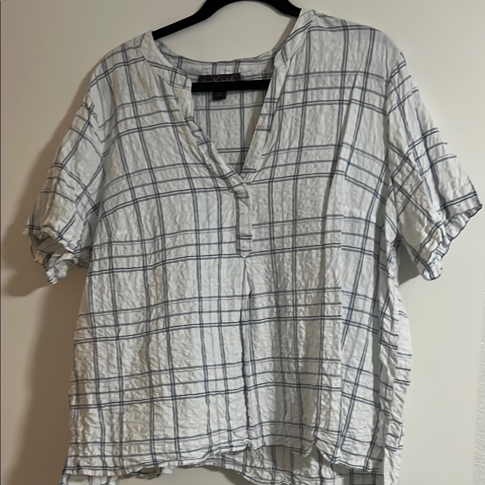 Multicolored V-Neck Short Sleeve Blouse